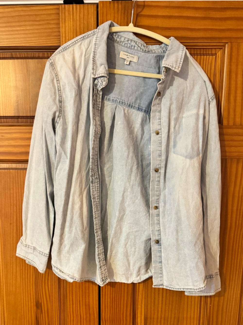 Habitual Light Blue Denim Button-Up Shirt Jacket - XL